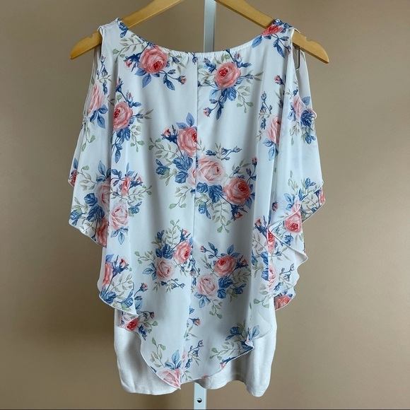 Love Delirious Large Floral Maternity Cold Shoulder Flowy Top Garden Spring - Picture 2 of 8